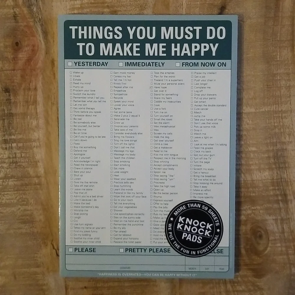 Knock Knock “Things You Must Do To Make Me Happy” Note Pad